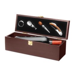 Wine set in a wooden box