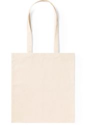 Cotton bags with a fabric density of 240 g/m², arched handles, and natural colour. 