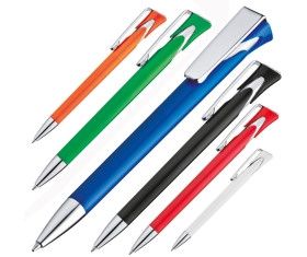 Ball pen with chromed clip