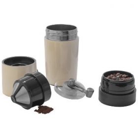 Coffee cup with coffee grinder