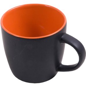 Matte black grade A ceramic mug with glossy colored interior (0.35 L), suitable for dishwashers and microwaves, black box