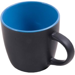 Matte black grade A ceramic mug with glossy colored interior (0.35 L), suitable for dishwashers and microwaves, black box