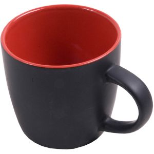 Matte black grade A ceramic mug with glossy colored interior (0.35 L), suitable for dishwashers and microwaves, black box