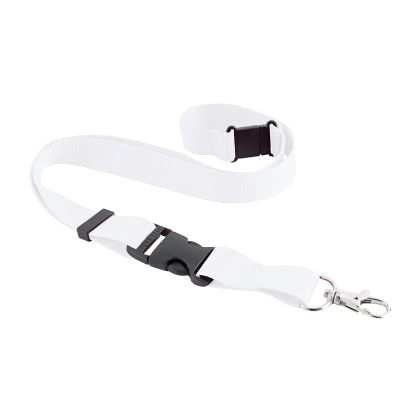 Polyester lanyard with safety release