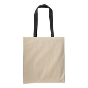 220 g/m2 natural cotton shopping bag  with black handles size 38 x 42 x 8 cm OUTLET